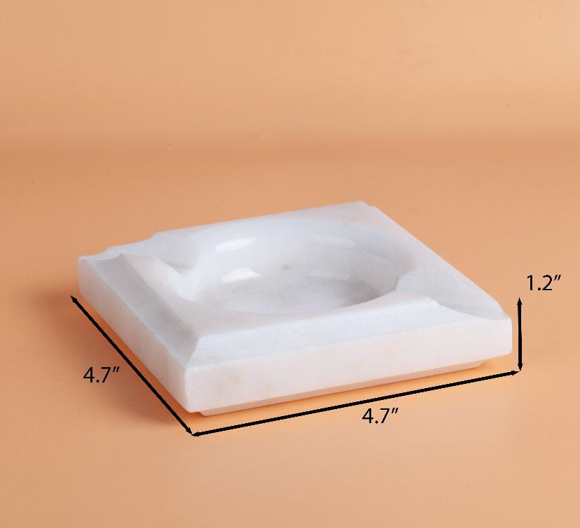 Handmade White Marble Ashtray – Square, Minimalist Home Decor accessories 2