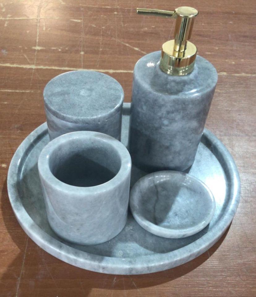 Handmade Grey Marble Bathroom Set | Luxury Bath Accessories 2