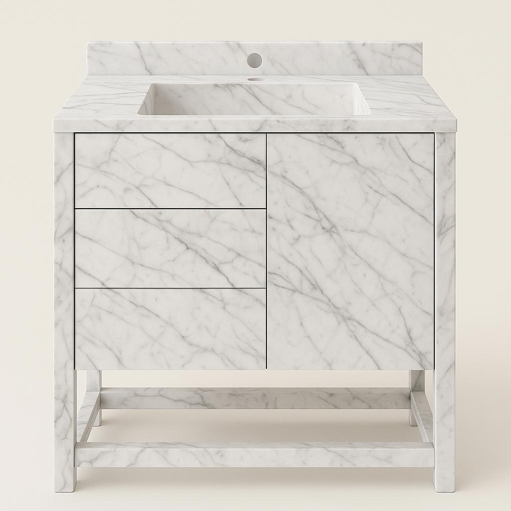 Handmade Calacatta Viola Marble Vanity – Modern Bathroom Sink Cabinet 2