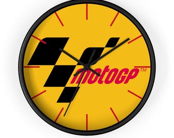 MotoGP Inspired Wall Clock, Racing Decor, Motorsport Gifts, Checkered Flag Clock, Home Office Decoration