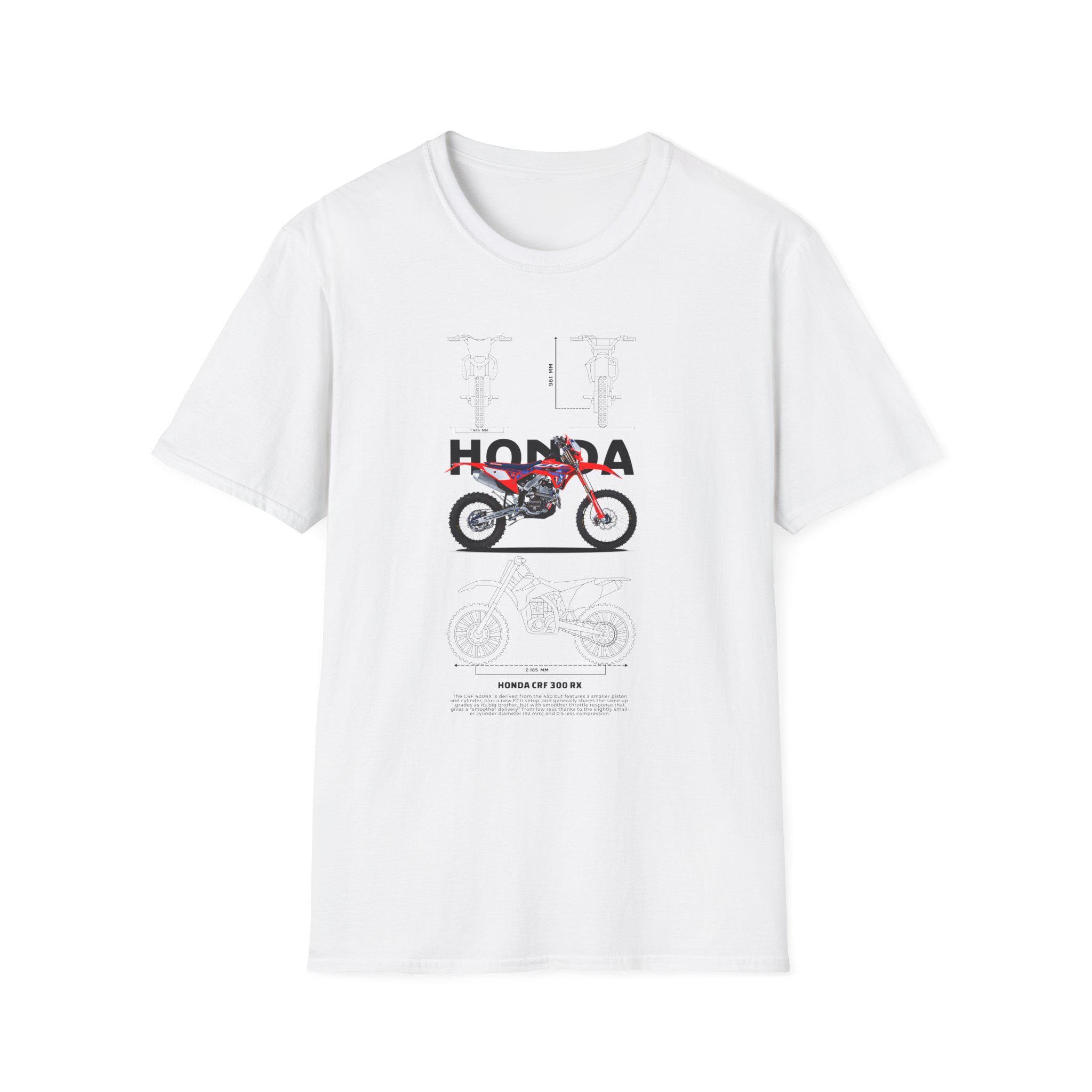 Tシャツ・カットソー HONDA MOTORCYCLE CRF 300L Modeling Short Sleeve White Honda CRF 300L t-shirt with logo and all-over printed