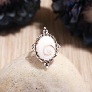 Natural Shiva Shell Ring, 925 Sterling Silver Ring, Shiva Eyes Ring, Spiral Shell Ring, Gemstone Ring, Silver Jewelry Ring, Gift For Her/Him