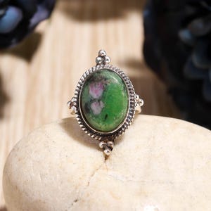 Natural Ruby Zoisite Ring, 925 Sterling Silver Ring, Pink With Green Color Stone, Ruby Zoisite Ring, Gemstone Ring, Handmade Jewelry Ring,,,