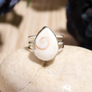 Natural Shiva Shell Ring, 925 Sterling Silver Ring, Shiva Eyes Ring, Spiral Shell Ring, Gemstone Ring, Silver Jewelry Ring, Gift For Her/Him