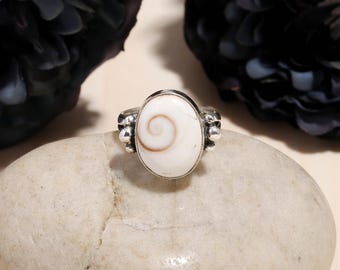 Sterlingzilveren ring Shiva-schelp, edelsteensieraden