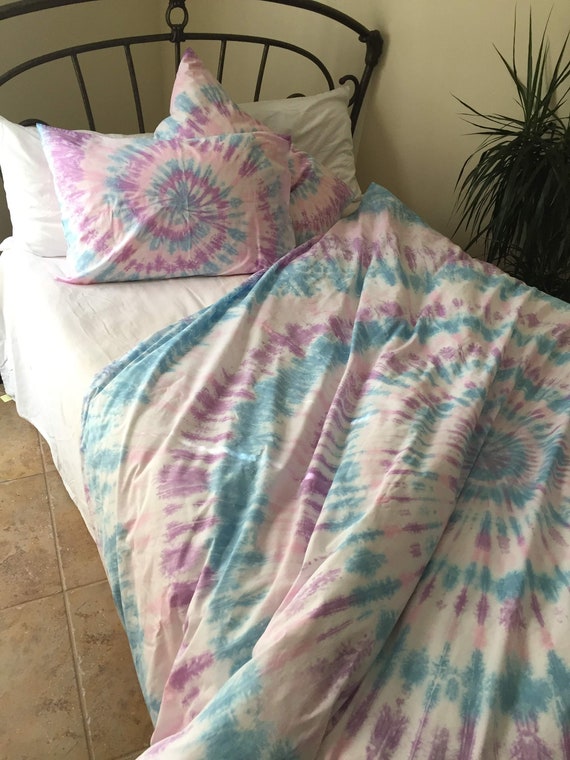 Pastel Tie Dye Bedding Twin Xl Duvet Set Rainbow Tie Dye Etsy