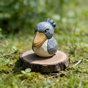 Wooden Shoebill Bird Figurine | Handmade Solid Wood Wildlife Sculpture | Cute Bird Decor | Animal Lover Gift 5.0 (20)