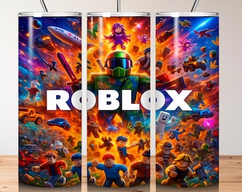 Customized Roblox Tumbler Wrap, Cartoon Characters, 20oz Skinny Tumbler (PNG Digital Download)