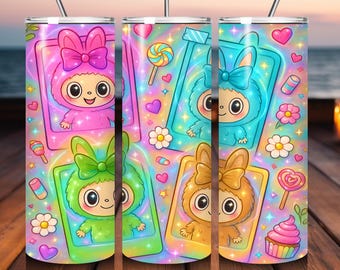 Cartoon Character 20oz Tumbler Wrap, Funny Kids Design (PNG)