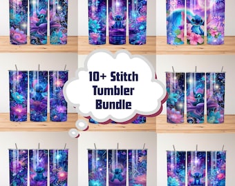 Stitch Tumbler Sublimation Design, Neon Light, 20oz (PNG Download)