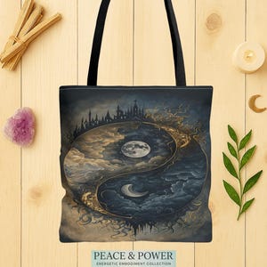 Yin Yang Tote Bag: Ethereal Art, Boho Style - Yoga Gift