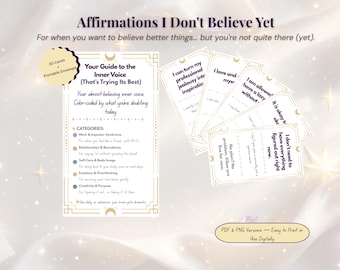 Funny Printable Affirmation Cards | Anxiety & Overthinkers | Self-Care Gift | Affirmations I Don't Believe Yet | Instant Download