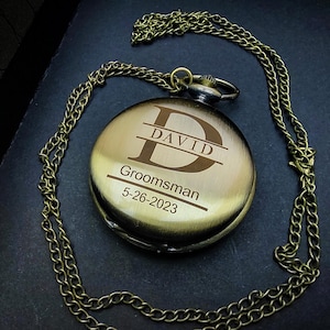 Personalized Engraved Pocket Watch/Custom Name Pocket Watch/Father of Groom Gift/Gift for Him&Dad/Wedding Gift/Best Man Gift/Groomsmen Gifts