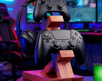 Personalized Headphone Holder,Game Stand,Wooden Controller Holder,Gaming Headset Stand,Christmas gifts For Him,Boyfriend's Gifts,Gamer Gift