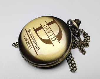 Personalized Engraved Pocket Watch,Perfect gift for the groomsmen,best groom proposal or wedding party keepsake,Unique Personalizedclock