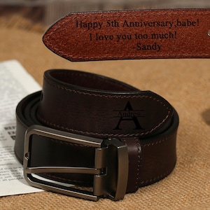 Personalized Leather Belt for Anniversary - Handcrafted Custom Belt for Him, Valentines Day Gift for Husband, Unique Boyfriend Gift
