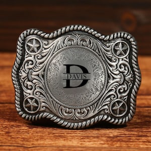 Custom Western Belt Buckle Personalized Mens Belt Buckle Monogram Belt Buckle Groomsmen Gift For Him Engraved Cowboy Buckle Fathers Day Gift