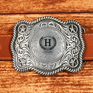 Hebilla de cinturón occidental personalizada, hebilla de cinturón personalizada para hombre, hebilla de cinturón con monograma, regalo para padrinos de boda, hebilla de vaquero grabada, regalo para el Día del Padre