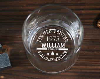 Custom 50th Birthday Whiskey Glass