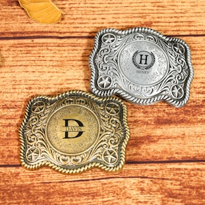 Hebilla de cinturón personalizada estilo western para hombre y mujer, con correas de cuero desmontables de 3,8 cm, regalos y accesorios para padrinos de boda.