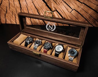 Caja de reloj de cuero personalizada: estuche para guardar joyas con grabado