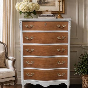White Vintage Tall Dresser - Etsy
