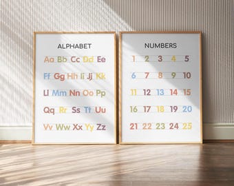Decorazioni per la classe ispirate al metodo Montessori - Decorazioni murali con alfabeto e numeri per bambini / Decorazioni per la cameretta dei più piccoli