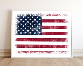 Stampa bandiera USA in difficoltà: arredamento patriottico per la casa (download digitale)