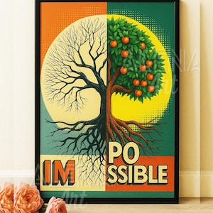Wall Art Motivation-Digital Download, AI Art, Printable Wall Art, Unique Home Wall Decoration, Wall Art Poster, Impossible Art, Possible Art