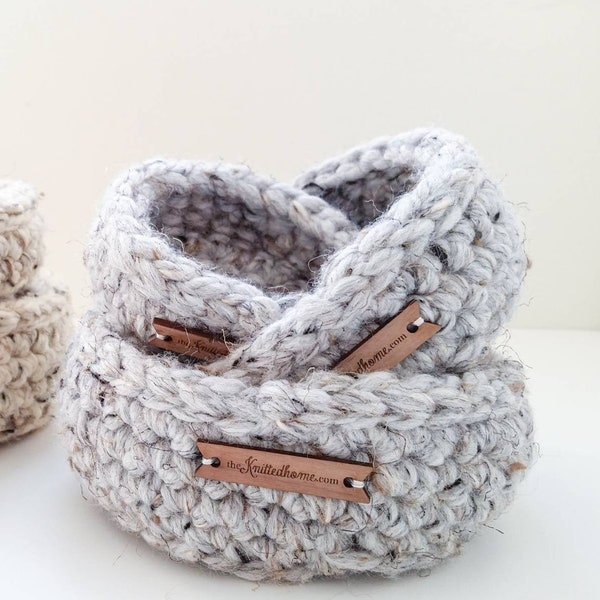 Nesting Basket Catch-All Bowls | Chunky Crochet Texture Knit Autumn Fall Winter Cozy Rustic Urban Farmhouse French Country Modern Home Decor