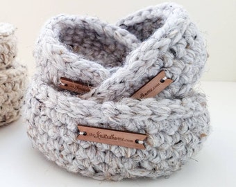 Verschachtelung Korb Catch-All Schalen | Chunky Crochet Texture Stricken Herbst Herbst Winter Gemütlich Rustikal Urban Bauernhaus Französisch Land Moderne Wohnkultur