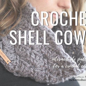 Instant Download PATTERN for Chunky Crochet Seamless Shell Cowl Scarf: illustrated tutorial intermediate crochet in the round PDF image 1