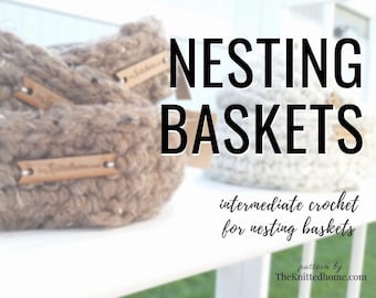 Instant Download - PATTERN for Chunky Crochet Nesting Baskets Bowls: illustrated tutorial seamless beginner crochet in the round PDF