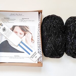 DIY Make Your Own Knit Double Wrap Cowl Scarf Chunky Knit Beginner Kit Crafty Do It Yourself Holiday Gift under 50 Black Heather