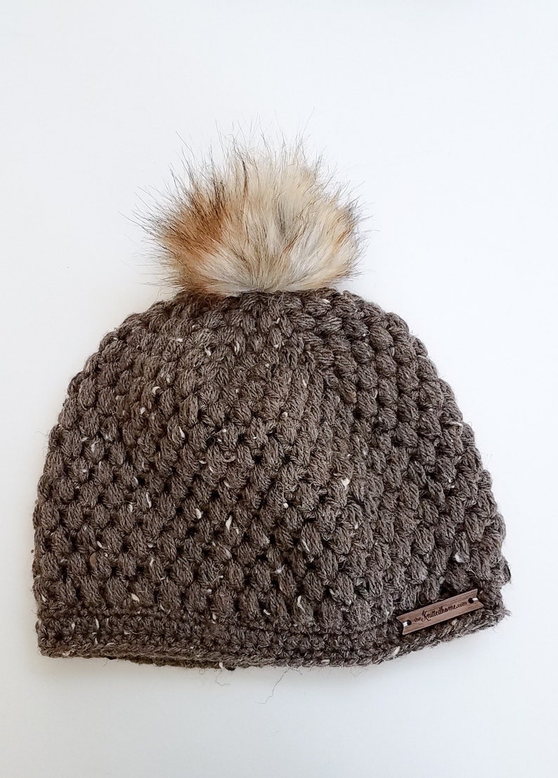 Barley Heather Crochet Textured Beanie Hat One Size Fits Most Adults Made to Order Puffy Textured Puff Stitch Slouchy Young Teen Squirrel snap-on