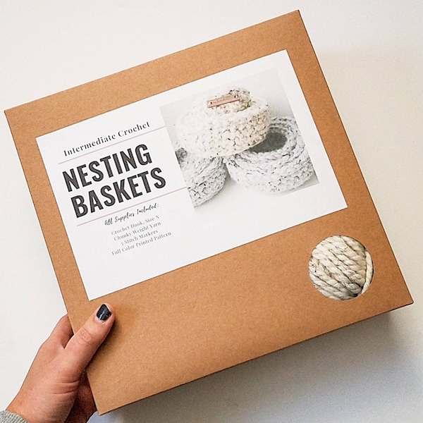 DIY Make Your Own Nesting Baskets | Chunky Crochet Kit | Crafty Do It Yourself Modern Holiday Gift under 50