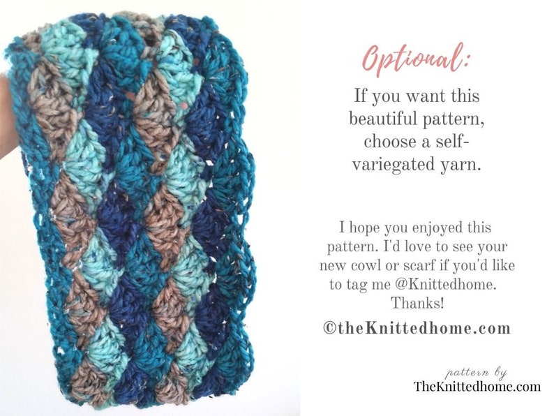 Instant Download PATTERN for Chunky Crochet Seamless Shell Cowl Scarf: illustrated tutorial intermediate crochet in the round PDF image 3
