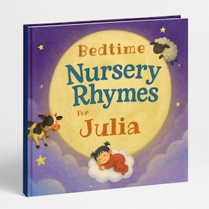 Personalized Book of Nursery Rhymes | Baby’s First Birthday Gift | Toddler Keepsake Book | Baby nursery gifted | Christening Baptism Gift