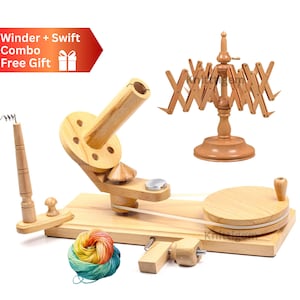 Knittigem Premium Wooden Yarn Winder Handcrafted Yarn Ball Winder Smooth and Durable Tabletop Winder