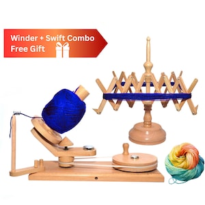 Knittigem Handcrafted Yarn Winder Wooden Yarn Ball Winder and Swift Combo | Smooth and Durable Yarn Winder, Gift for Mom