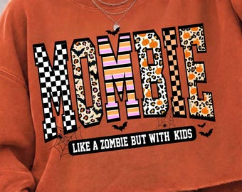 Mama Halloween PNG, Spooky Mom Life Sublimation Design, Mombie Momster Leopard Print DTF T-Shirt Graphic, Retro Ghost Mama Clipart