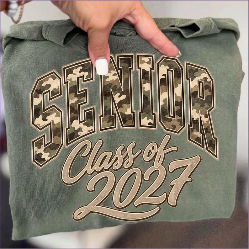 Senior Class of 2027 Camo Retro Graduation Design