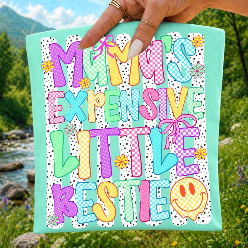Full Y2K Retro 90s 'Mama’s Expensive Bestie' alphabet and numbers PNG design