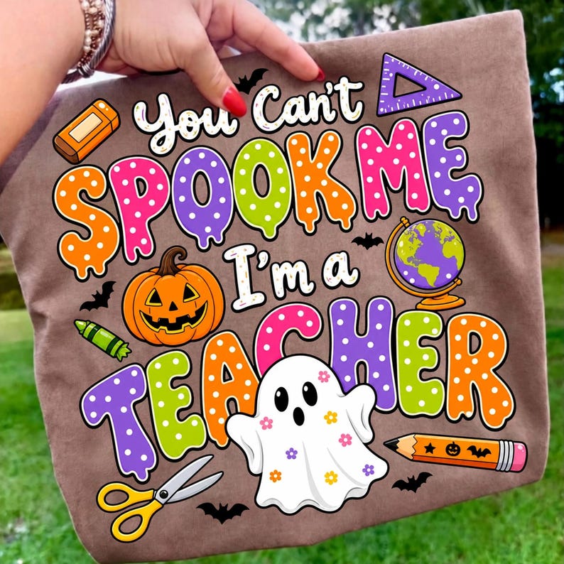 Image of You Can't Spook Me Teacher Halloween Shirt, Spooky Teacher Tee, Cute Ghost Pumpkin School Halloween Shirt, Teacher Gift