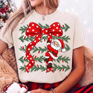 Jultomte-rosett PNG, kokett jultomte-sublimering, rött prickigt band-semesterdesign, digital nedladdning av god jul bild 8