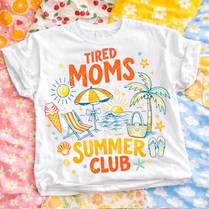 Tired Moms Summer Club PNG, Nautical Coquette Mama Font Bundle, Beach Bum Aesthetic Shirt Design, Mothers Day Gift Digital Download image 4