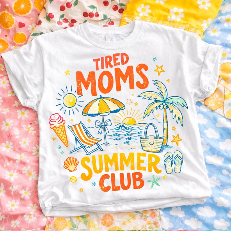 Tired Moms Summer Club PNG, Nautical Coquette Mama Font Bundle, Beach Bum Aesthetic Shirt Design, Mothers Day Gift Digital Download image 4