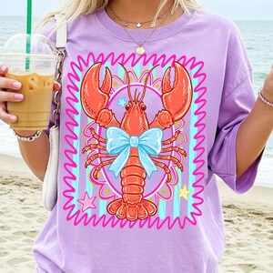 Crawfish Coquette Preppy Coastal Summer PNG, Striped Shirt Design Digital Download, Trendy Beachy Shirt PNG, Coastal Crawfish Season PNG image 7