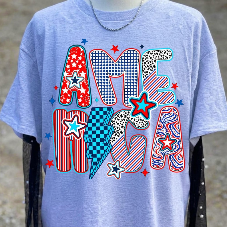 Retro America Girly Patriotic PNG Clipart Design Details