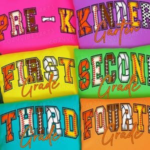 Retro Back to School Sports PNG Bundle: Pre-K to 4th Grade Boys Designs for Teachers & Students